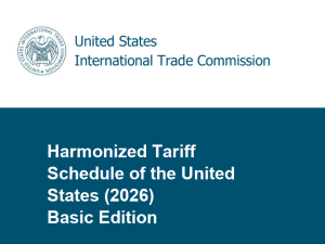 Harmonized Tariff Schedule of the United States 2026 Basic Edition