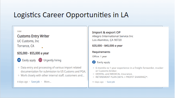 洛杉矶物流报关的工作机会